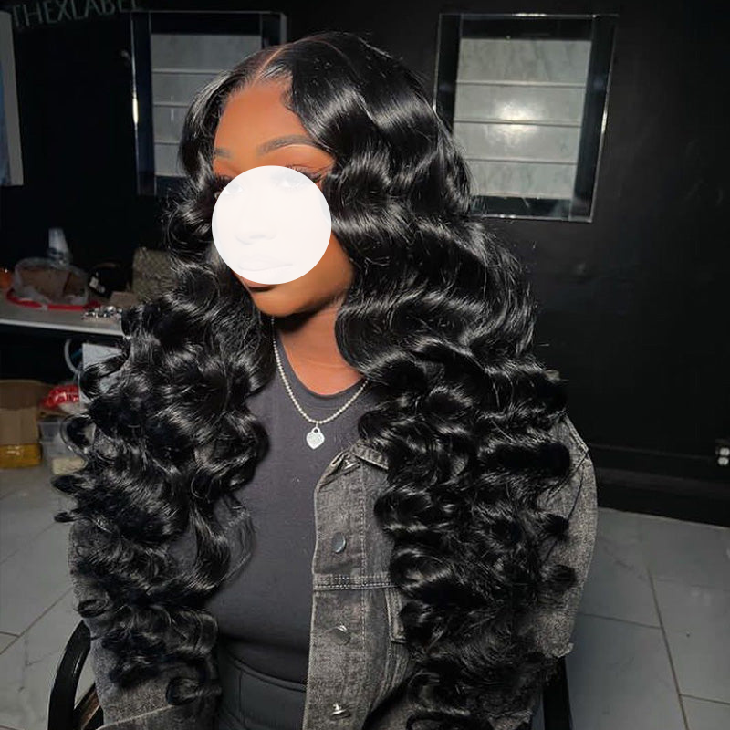 XBL Hair Natural Black Heavy Density Loose Wave 4x4/5x5/6x6 HD Lace Closure Wig Human Hair Wig