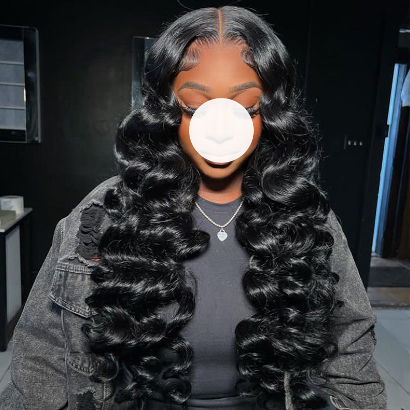 XBL Hair Natural Black Heavy Density Loose Wave 4x4/5x5/6x6 HD Lace Closure Wig Human Hair Wig
