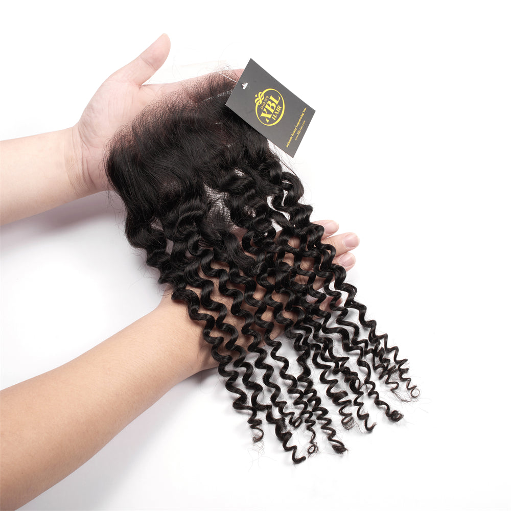 Cabello XBL 5x5 HD con encaje, color rizado, nudos pequeños, 100 % cabello humano 
