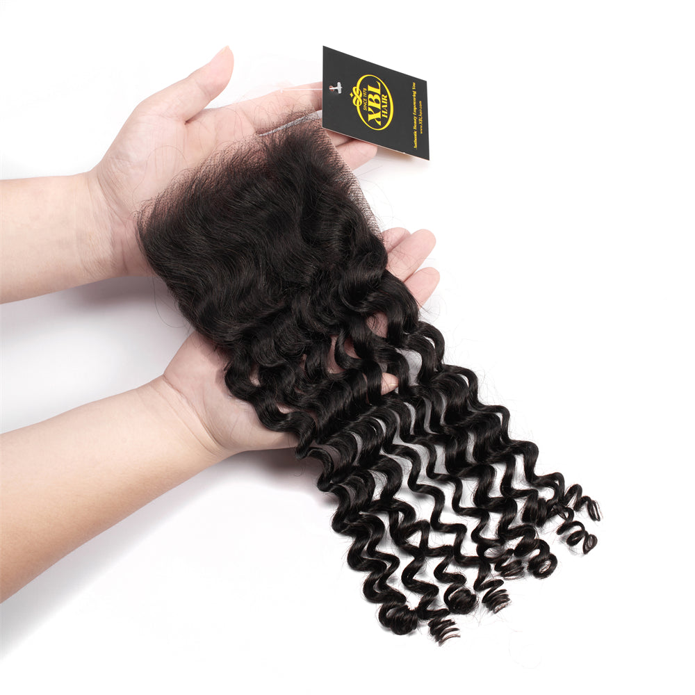 Cabello XBL 5x5 HD Lace Cloure Deep Wave Pequeños Nudos 100% Cabello Humano 