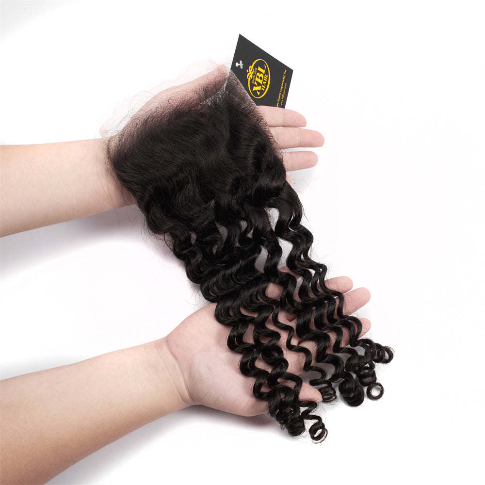 Cabello XBL 5x5 HD Lace Cloure Deep Wave Pequeños Nudos 100% Cabello Humano 