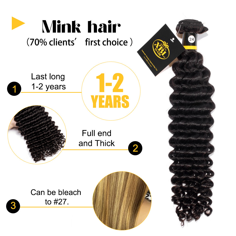 XBLhair Lovely Mink Hair TopSelling 3 bundles deal Deep Wave