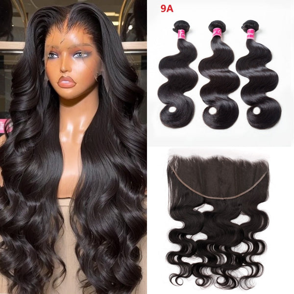 XBL Hair Miss Flawless / Lovely / Pretty Body Wave Human Hair 3 Bundles with 13x4 Lace Frontal