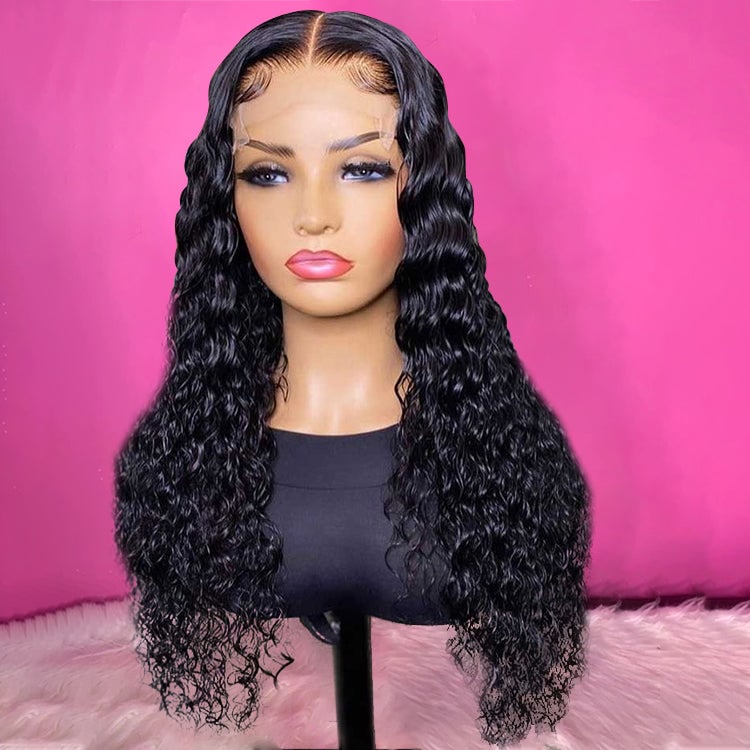 XBL Hair% Density 4×4 HD Lace Closure Wig Deep Wave