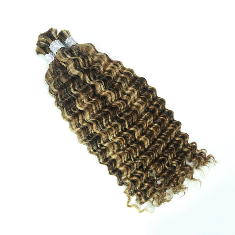 XBL Hair XBLhair Braiding Hair 4-27 Colored Deep Wave Braiding Hair Bulk Human Hair for Braiding