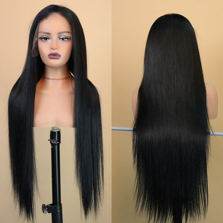 XBL Hair Jet Black #1 Straight Lace Front Wig 13x4/13x6 HD Lace Bleached Knots Frontal Wig with Baby Hair Pre-plucke