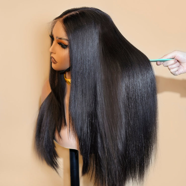 XBL Hair Layer-Cut Star Straight 5x5 HD Bleached Knots Lace Closure Wig% Density Human Hair Wig