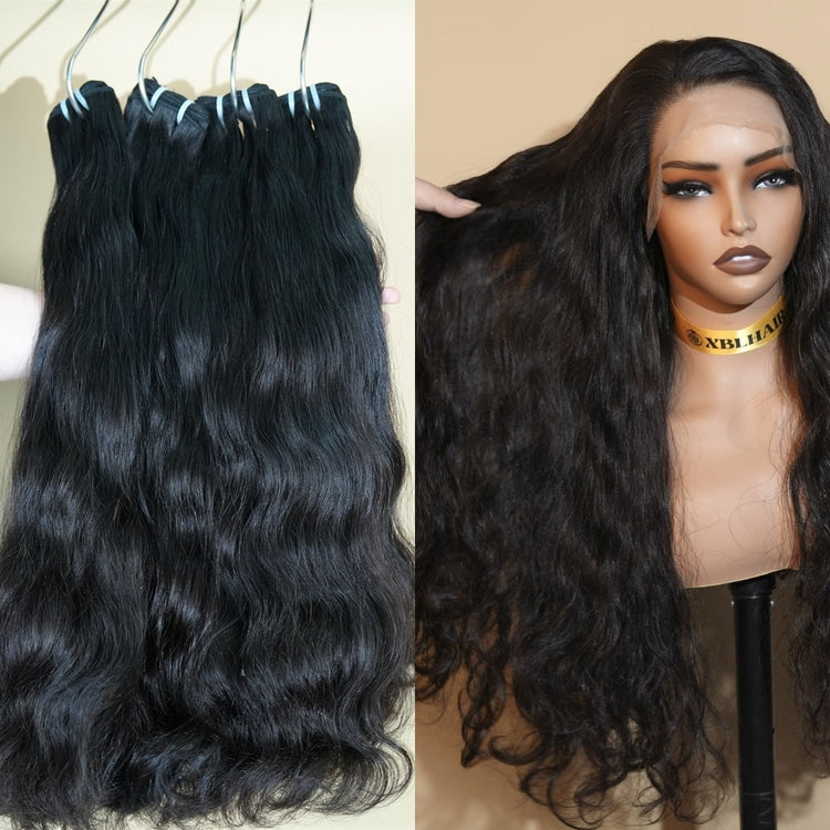 XBL Hair Miss Attractive Double drawn 13x6/13x4 HD Lace Bleached Knots Front Raw Natural Inborn Wavy Wig Human Hair 