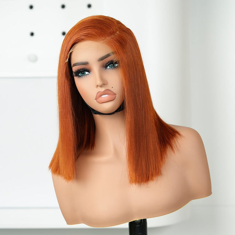 XBL Hair Miss Fantastic Raw Human Hair Inch Inch #350 Colorful Bob Wig 5x5 HD Lace Straight Bleached Knots Wit