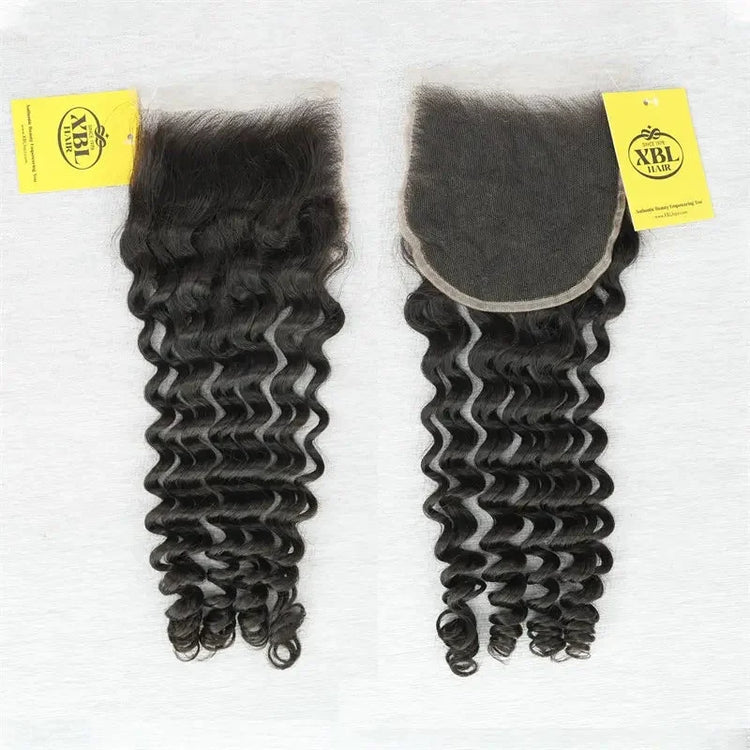 XBL Hair Miss Flawless 5x5 HD Lace Cloure Deep Wave Bleached Small Knots% Human Hair