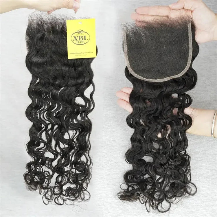 XBL Hair Miss Flawless 5x5 HD Lace Cloure Water Wave Bleached Small Knots% Human Hair
