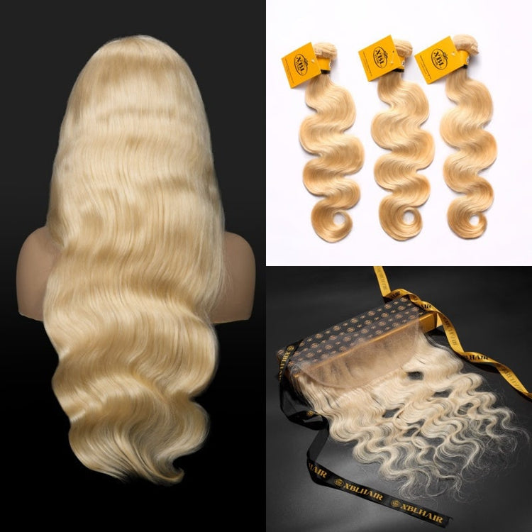 XBL Hair Miss Flawless / Lovely / Pretty #613 Blonde Body Wave 13x6 HD Frontal With 3 Bundles Human Hair