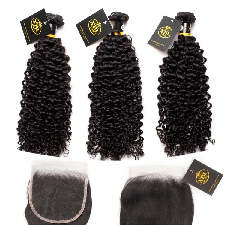 XBL Hair Miss Flawless / Lovely / Pretty Curly 6x6 HD Closure With 3 Deep Curly Bundles