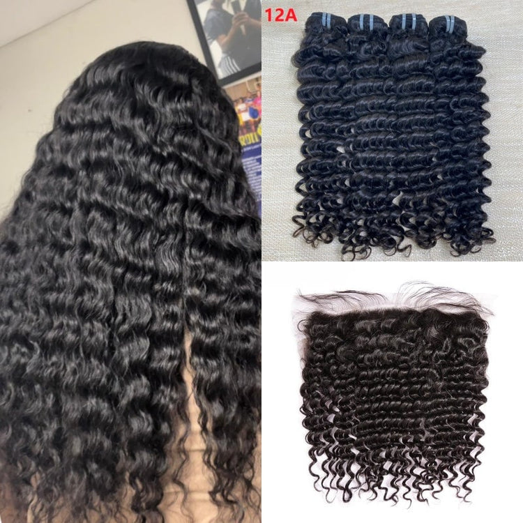 XBL Hair Miss Flawless / Lovely / Pretty Deep Wave Human Hair 3 Bundles with 13x4 Lace Frontal
