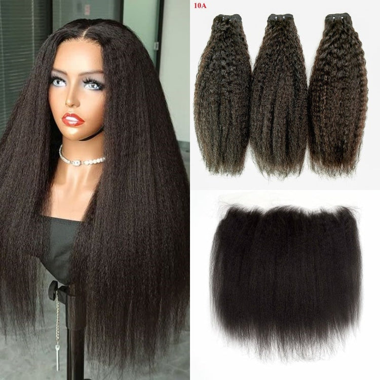 XBL Hair Miss Flawless / Lovely / Pretty Kinky Straight Human Hair 3 Bundles with 13x4 Lace Frontal
