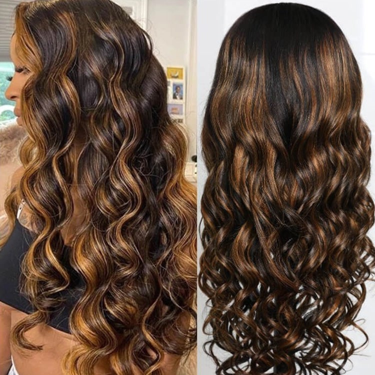 XBL Hair Miss Lovely Loose Wave Highlight 1b/30 13x4 Tranparent Lace Frontal Wig