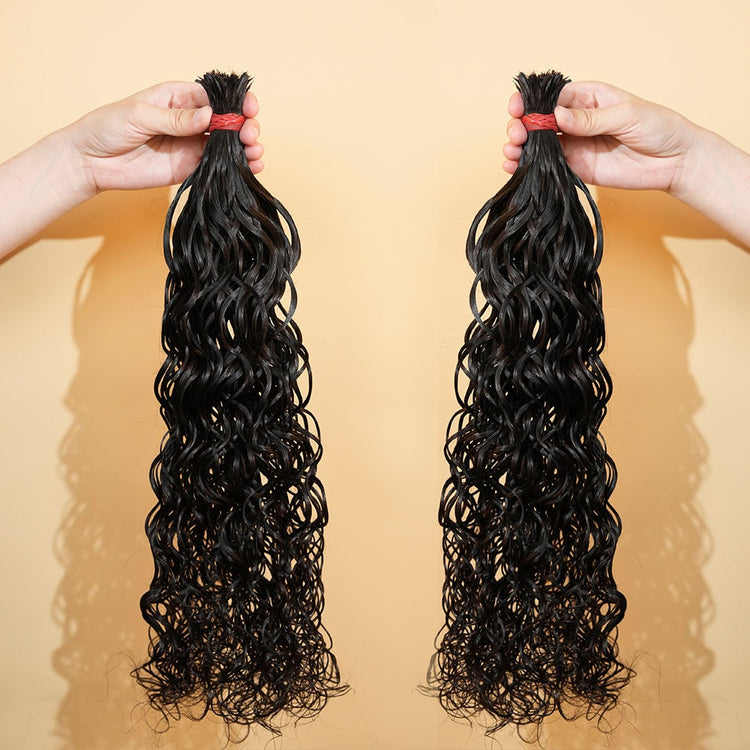 XBL Hair XBLhair Pre-divided Braiding Hair 3 Bundles Water Wave Braiding Hair Bulk Human Hair