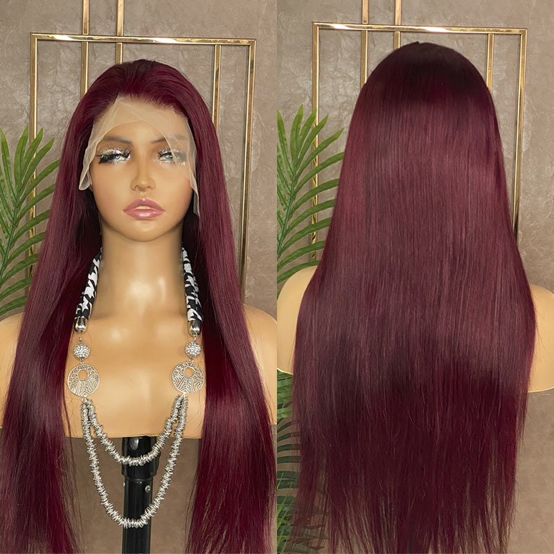 XBL Hair 99J Wig Human Hair Wig 13x4 Lace Front Wig Straight Lace Frontal Wig