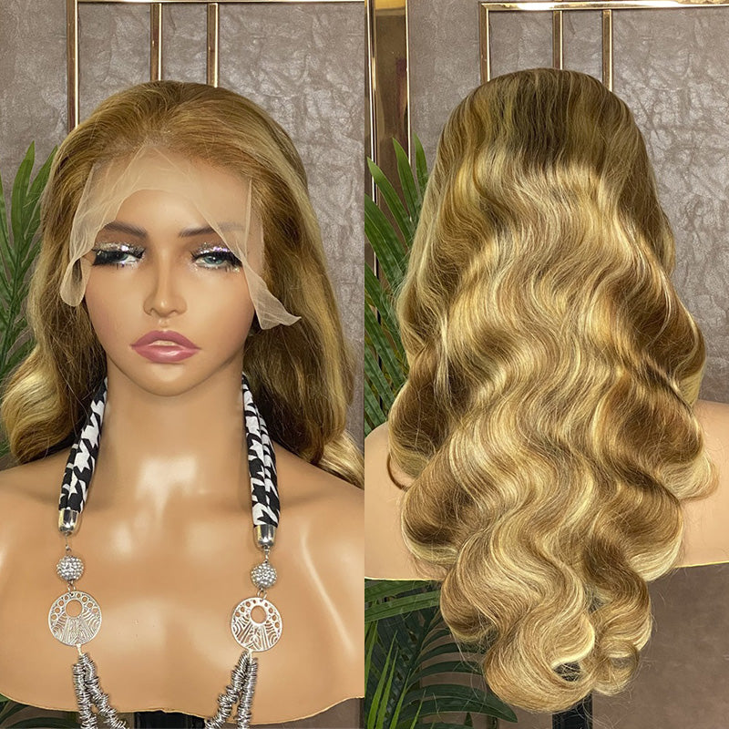 XBL Hair 30/613 Blonde Highlight Wig Straight Human Hair Wig 13x4 Lace Front Wig