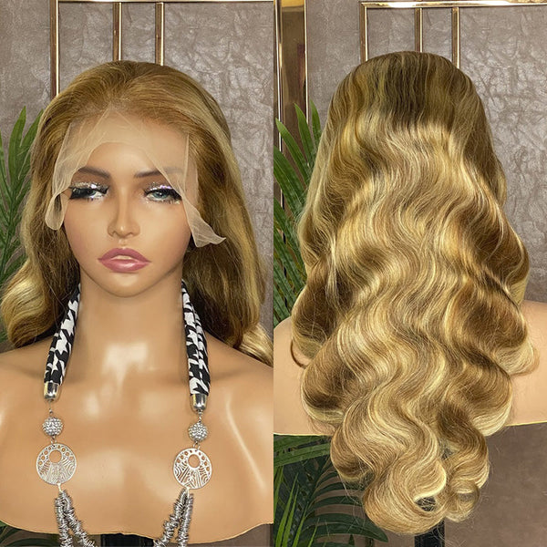 XBL Hair 30/613 Blonde Highlight Wig Body Wave Human Hair Wig 13x4 Lace Front Wig