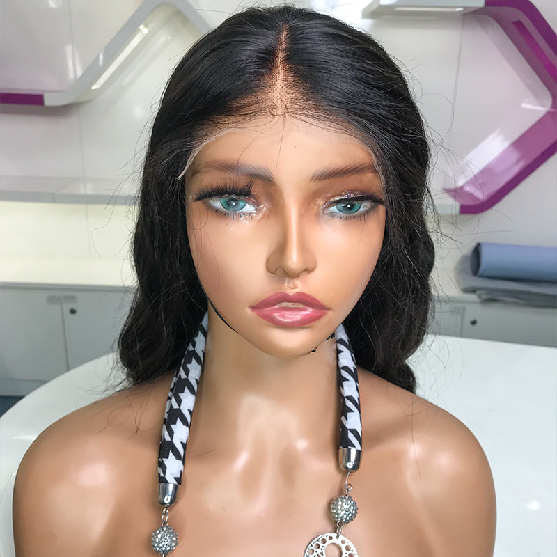 Perruque Body Wave sans colle avec fermeture HD 5x5 et nœuds décolorés 