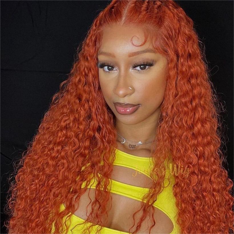 XBL Hair Ginger #350 Color 13x4 Lace Front Wig Deep Wave Human Hair Wig