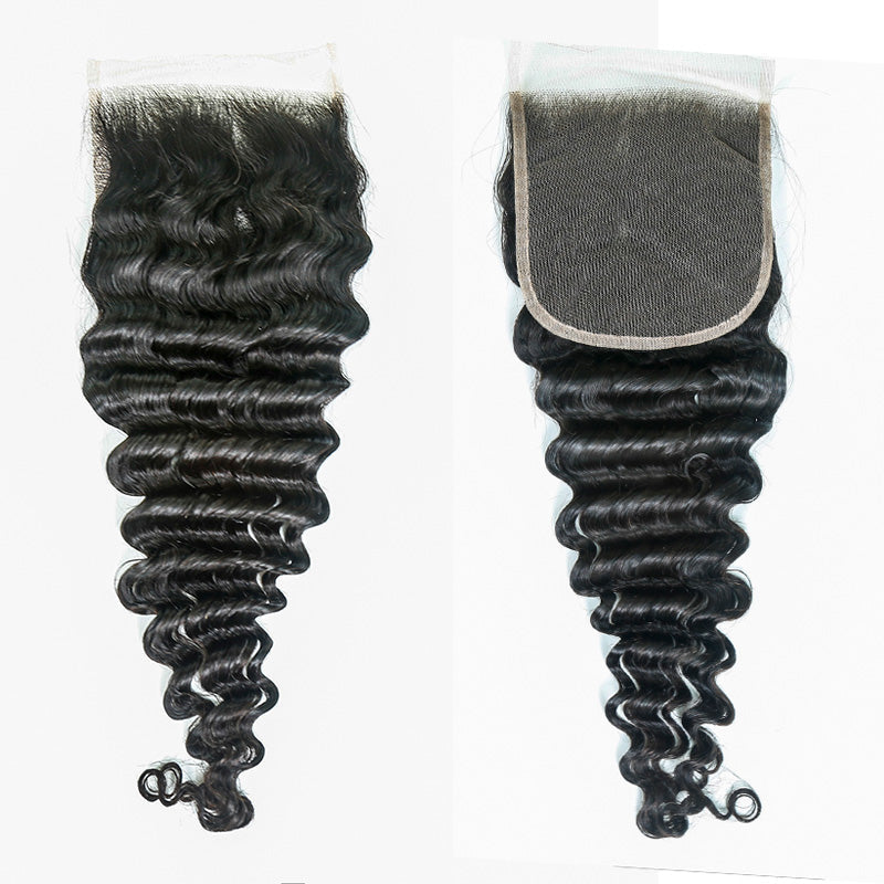 XBL Hair 5x5 Transparent Lace Cloure Deep Wave Natural Black