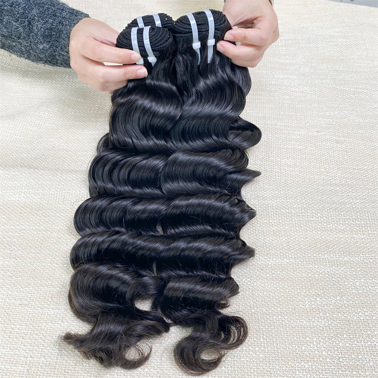 Raw Hair Loose Deep Hair 3Pcs Human Hair Extensions From One Donor