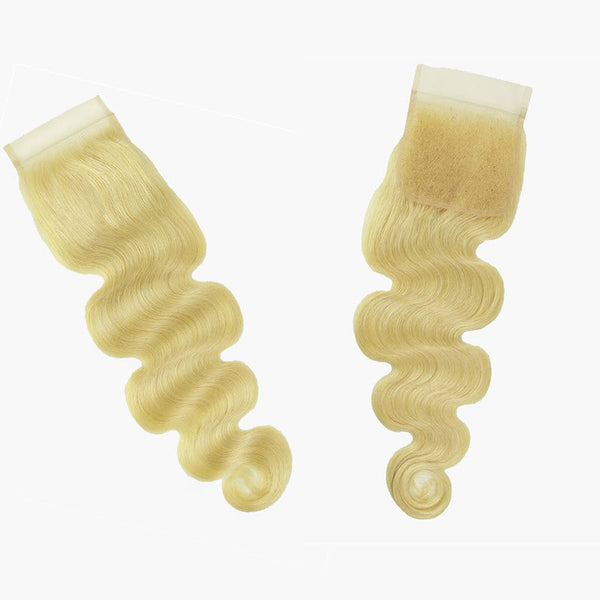 Cabello XBL n.° 613 rubio 4x4 transparente con encaje y ondas corporales 