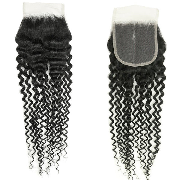 Cabello XBL 4x4 transparente con encaje, color rizado, profundo y rizado 