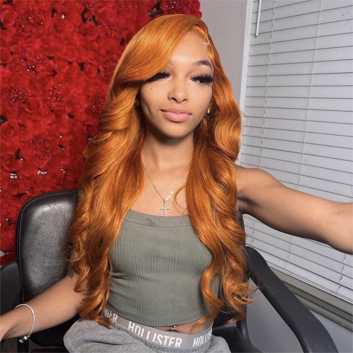 XBL Hair Ginger #350 Human Hair Wig 13x4 Lace Front Wig Body Wave Hair Wig