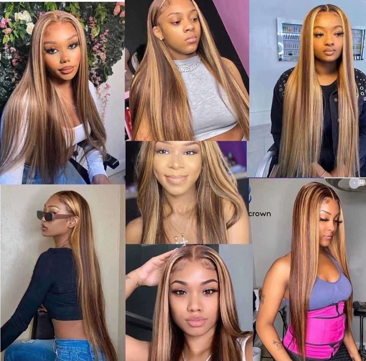 XBL Hair Highlight 4/27 Straight Lace Front Wig Honey Blonde 13x4 Human Hair Wigs