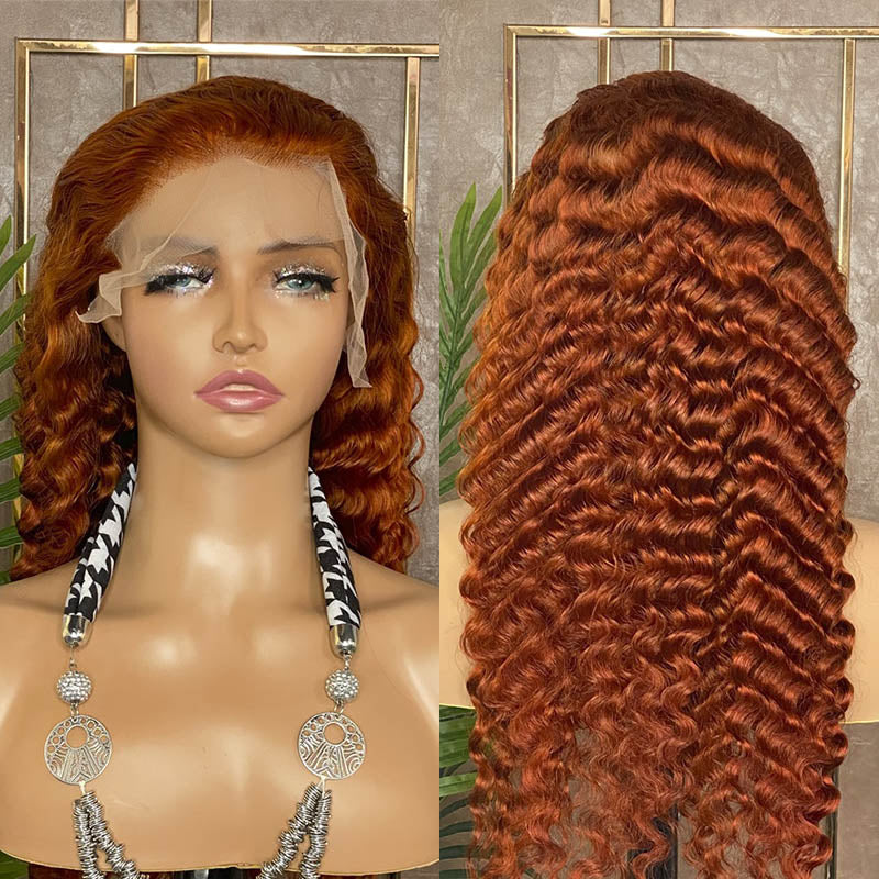 XBL Hair Ginger #350 Color 13x4 Lace Front Wig Deep Wave Human Hair Wig