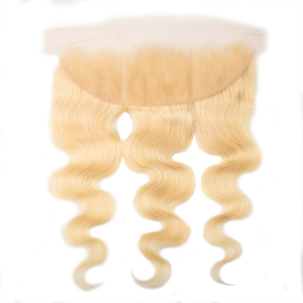 Cabello XBL n.° 613 rubio, 13 x 4, transparente, con encaje frontal y ondas corporales 