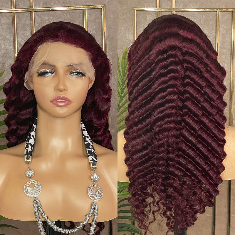 XBL Hair 99J Lace Front Wig 13x4 Transparent Lace Straight Lace Front Human Hair Wig