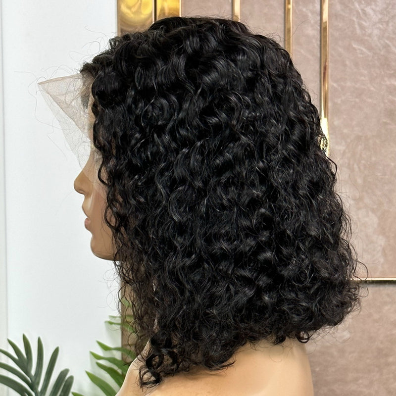 XBL Hair 13x4 Short Lace Front Human Hair Bob Wig Water Wave Wig