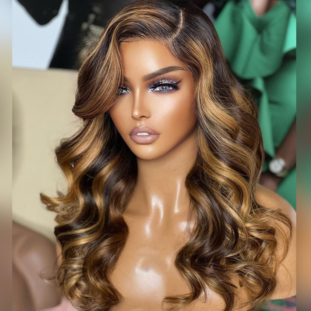 XBL Hair Honey Blonde 4/27 Highlight Wig 13x4 Lace Front Wig Body Wave Human Hair Lace Wigs