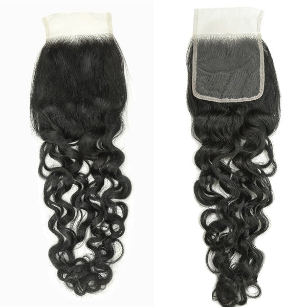 Cabello XBL 4x4 transparente con encaje, ondas al agua, parte libre, 100 % cabello humano 