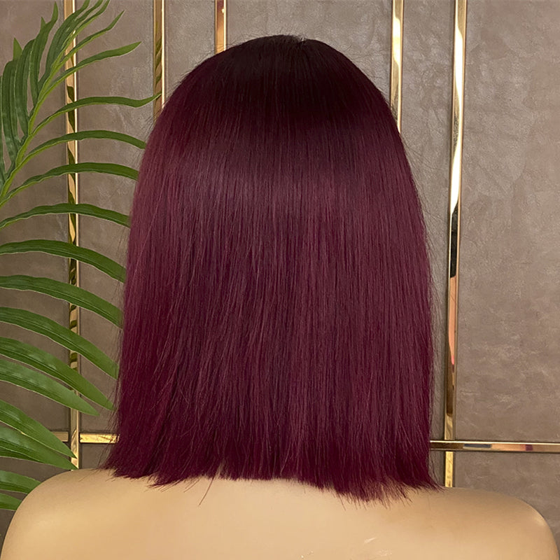 XBL Hair 13x4 Lace Front Wig 99J Bob Wig Burgundy Bob Wig