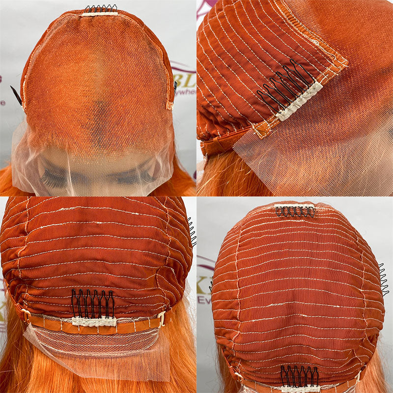 XBL Hair 13x4 Ginger Orange Short Bob Wig Human Hair Lace Front Wig