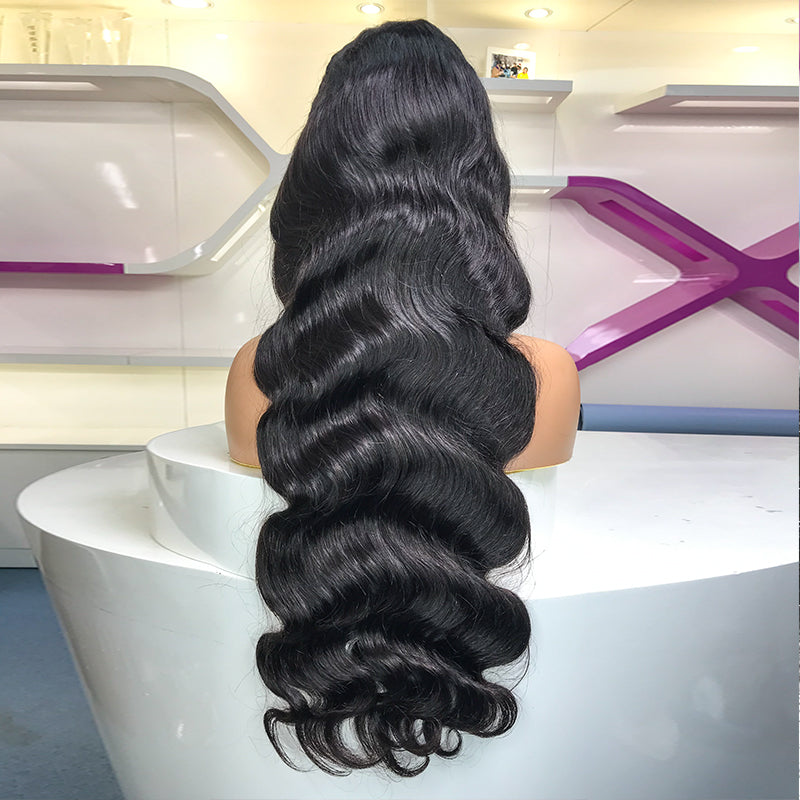 Perruque Body Wave sans colle avec fermeture HD 5x5 et nœuds décolorés 