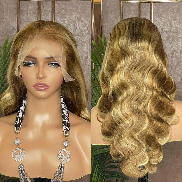 XBL Hair/613 Blonde Highlight Wig Body Wave Human Hair Wig 13x4 Lace Front Wig